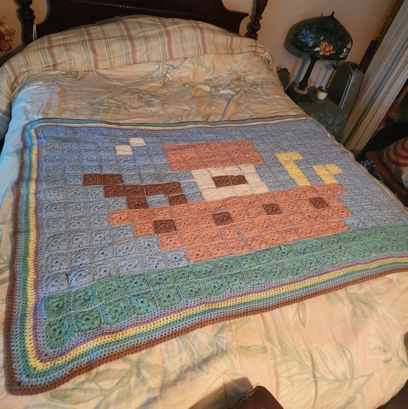 Handmade Crochet Boat Baby Blanket - Picture 6 of 7